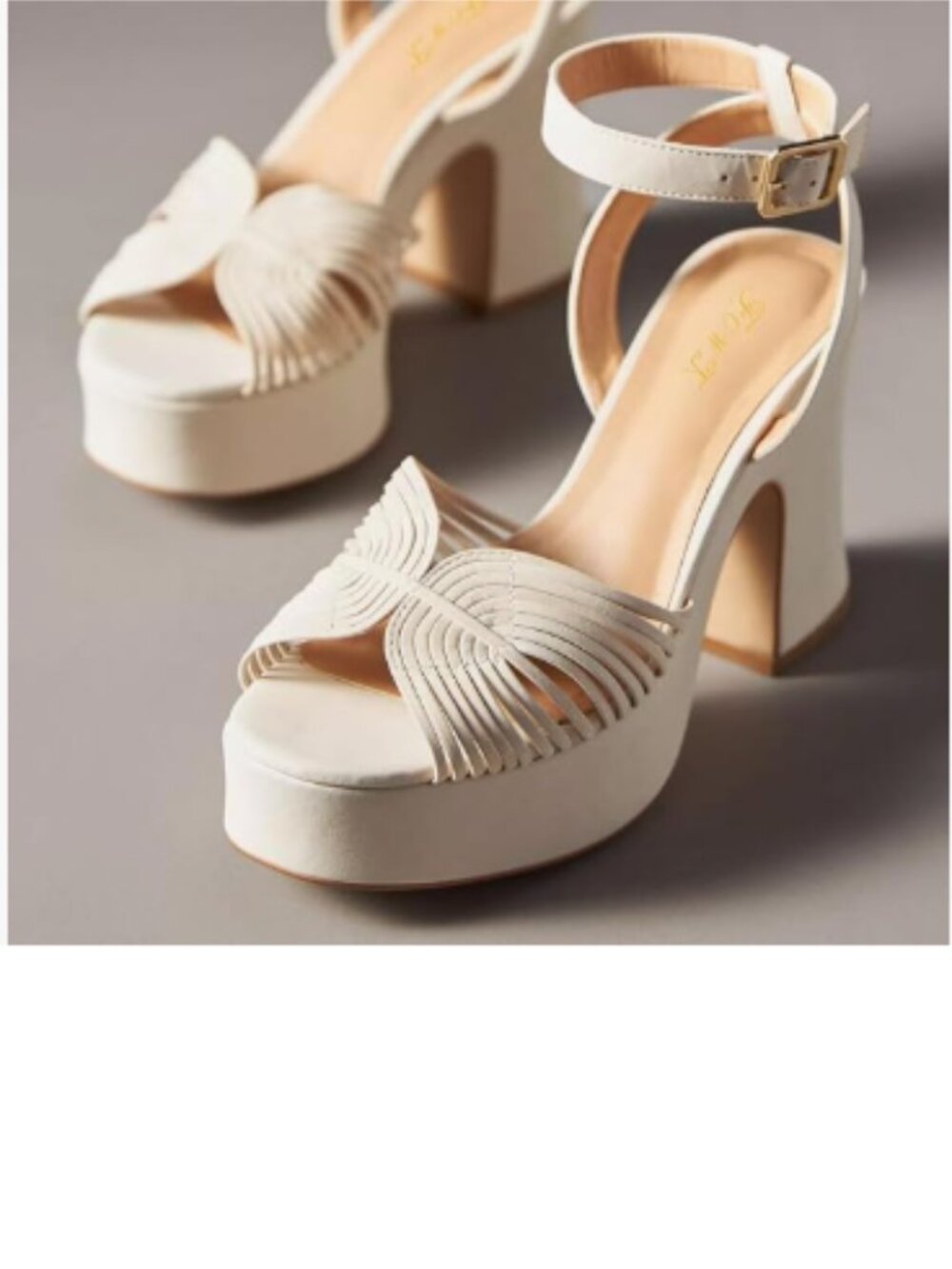 FOWT Beige Open Toe Platform Sandals Ankle Strap Buckle Chunky High Heels Shoes